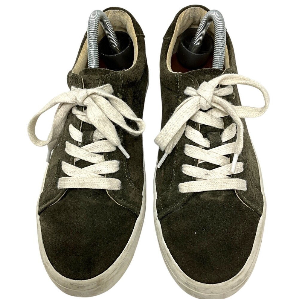 Frye Size 8.5 Kerry Sneakers Dark Green Suede Low Top White Laces Women's - Picture 5 of 16